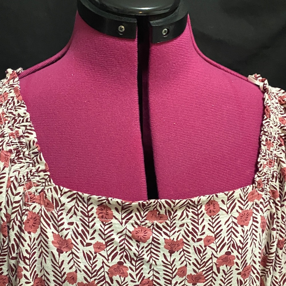NWT Style & Co. Pink and White floral peasant BoHo 3/4 sleeve Blouse 3x - Picture 2 of 7